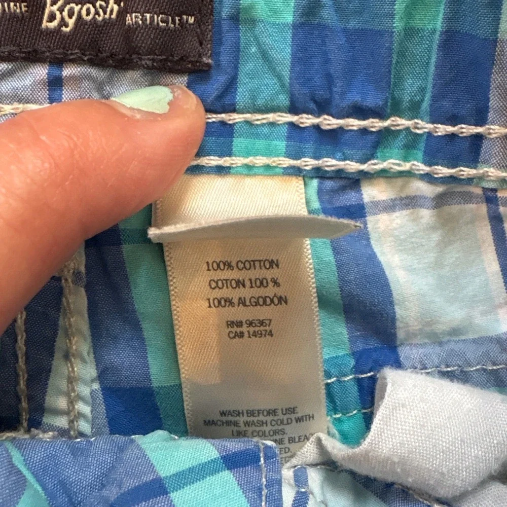 OshKosh B'gosh Cargo Shorts Kids Blue Plaid‎ Excellent Cotton Pockets SIZE 5
